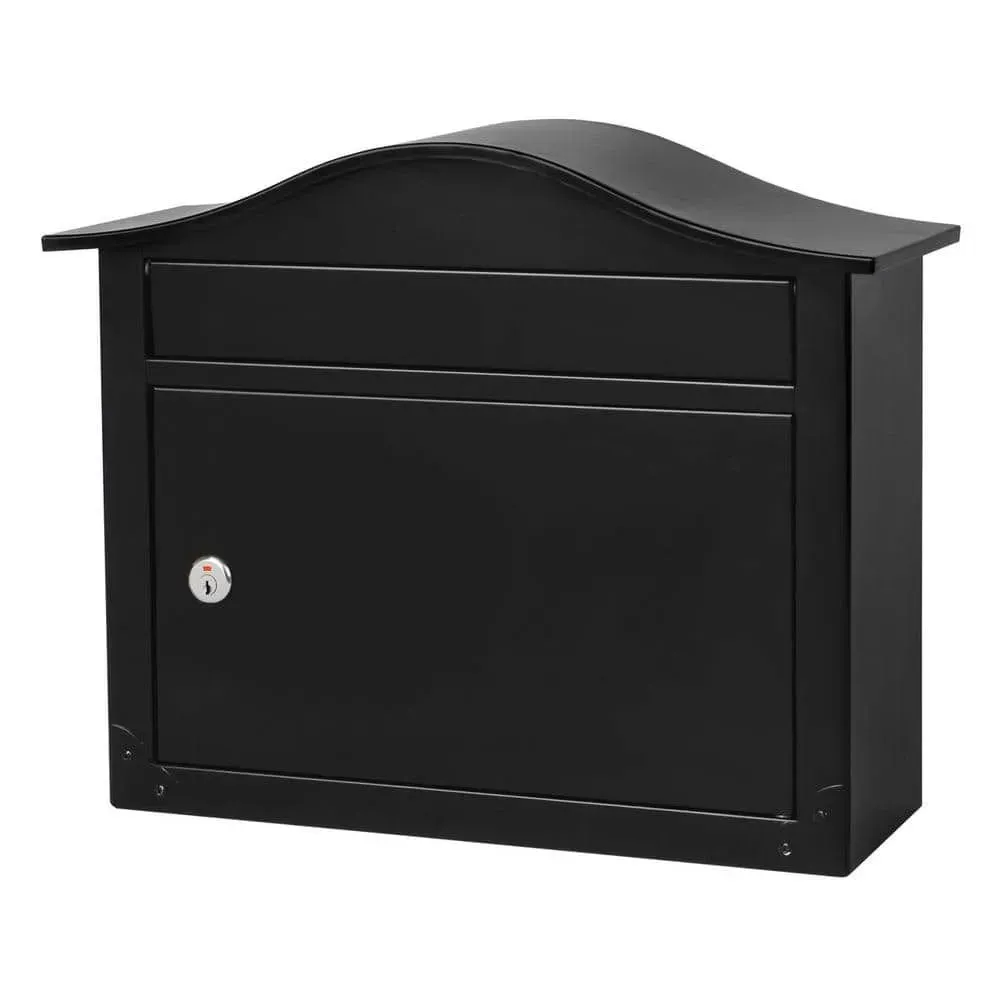 Architectural Mailboxes Saratoga Black, Medium, Steel, Locking Wall Mount Mailbox - image 1