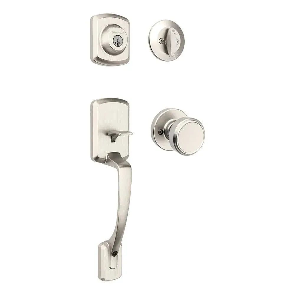 Kwikset Henley Single Cylinder Door Handleset w/Round Maven Knob featuring SmartKey Security in Satin Nickel - image 1