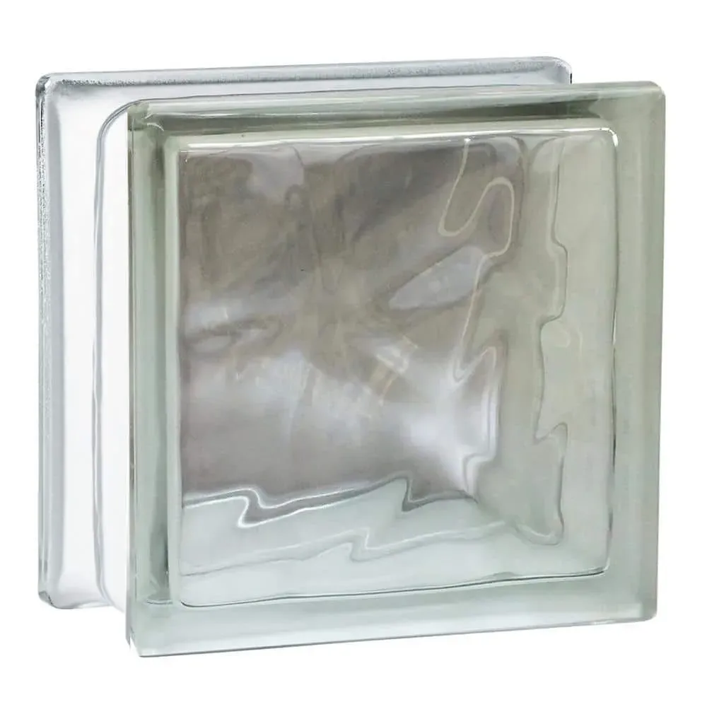 Seves Nubio 4 in. Thick Series 8 in. x 8 in. x 4 in. (Actual 7.75 x 7.75 x 3.88 in.) Wave Pattern Glass Block - image 1