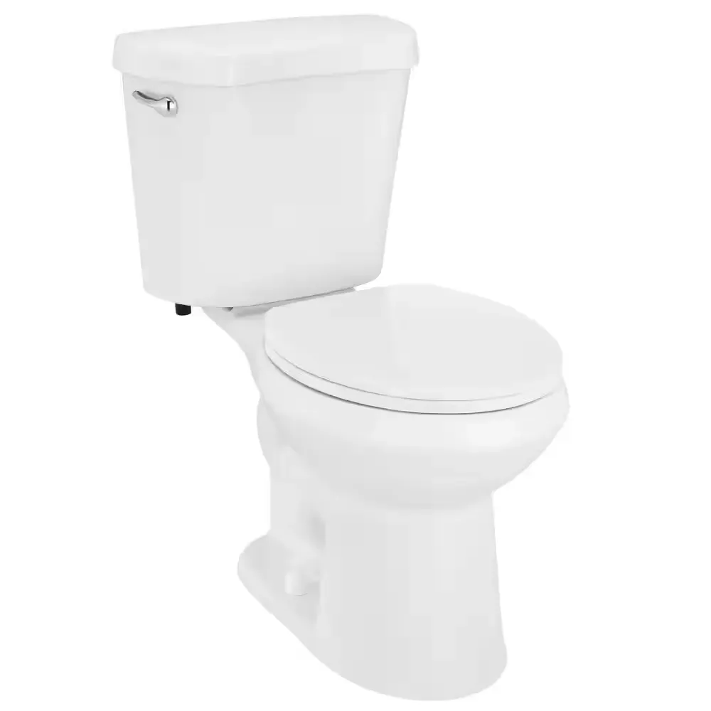 12 in. Rough In Two-Piece 1.28 GPF Single Flush Round Toilet in White, Seat Included - image 1