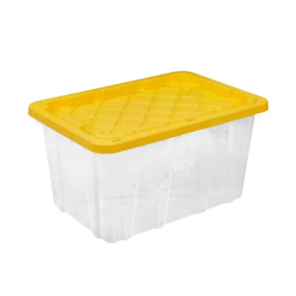 ***pack of 4*** HDX 27 Gal. Tough Storage Tote in Clear with Yellow Lid - image 1