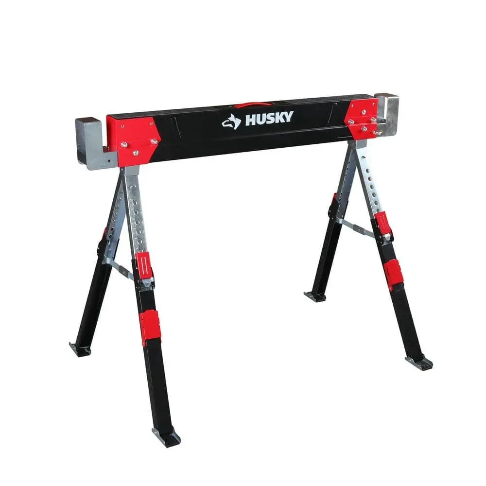 Husky 25.5 in. x 42.5 W/25.5 in. to 32.5 in. H Adjustable Saw Horse and Jobsite Table with 1300 lbs. Capacity - 1 Each - image 1