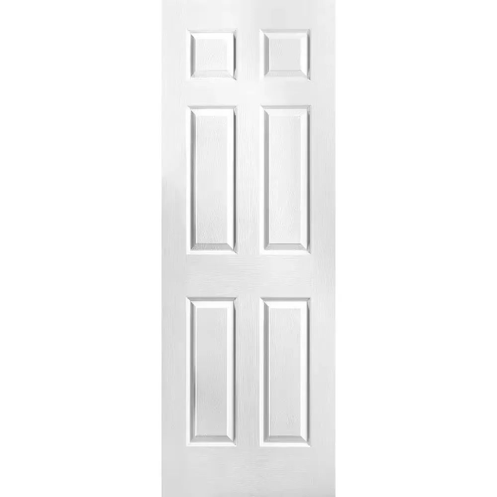 28 in. x 78 in. Textured 6-Panel Hollow Core Primed Composite Interior Door Slab - image 1