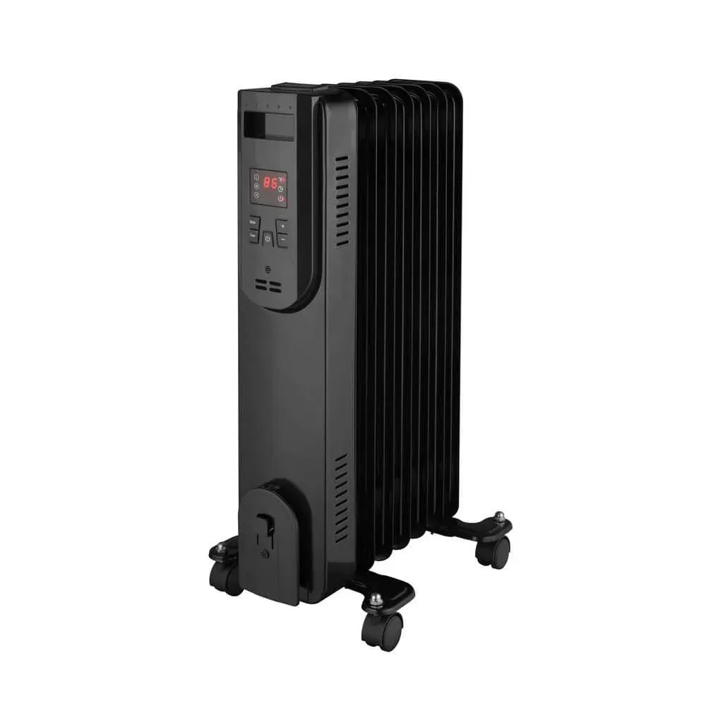 Konwin 1500-Watt Black Indoor Electric Oil-Filled Radiator Convection Radiant Space Heater with Remote Control for Living Space - image 1