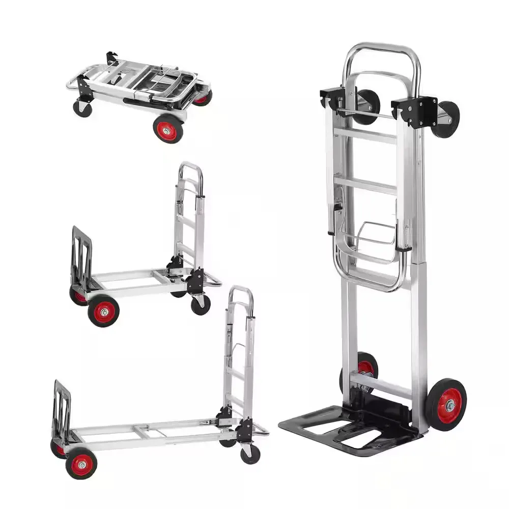 2-in-1 Aluminum Folding Hand Truck 400 lbs. Capacity heavy-duty Industrial Collapsible cart with Rubber Wheels - image 1