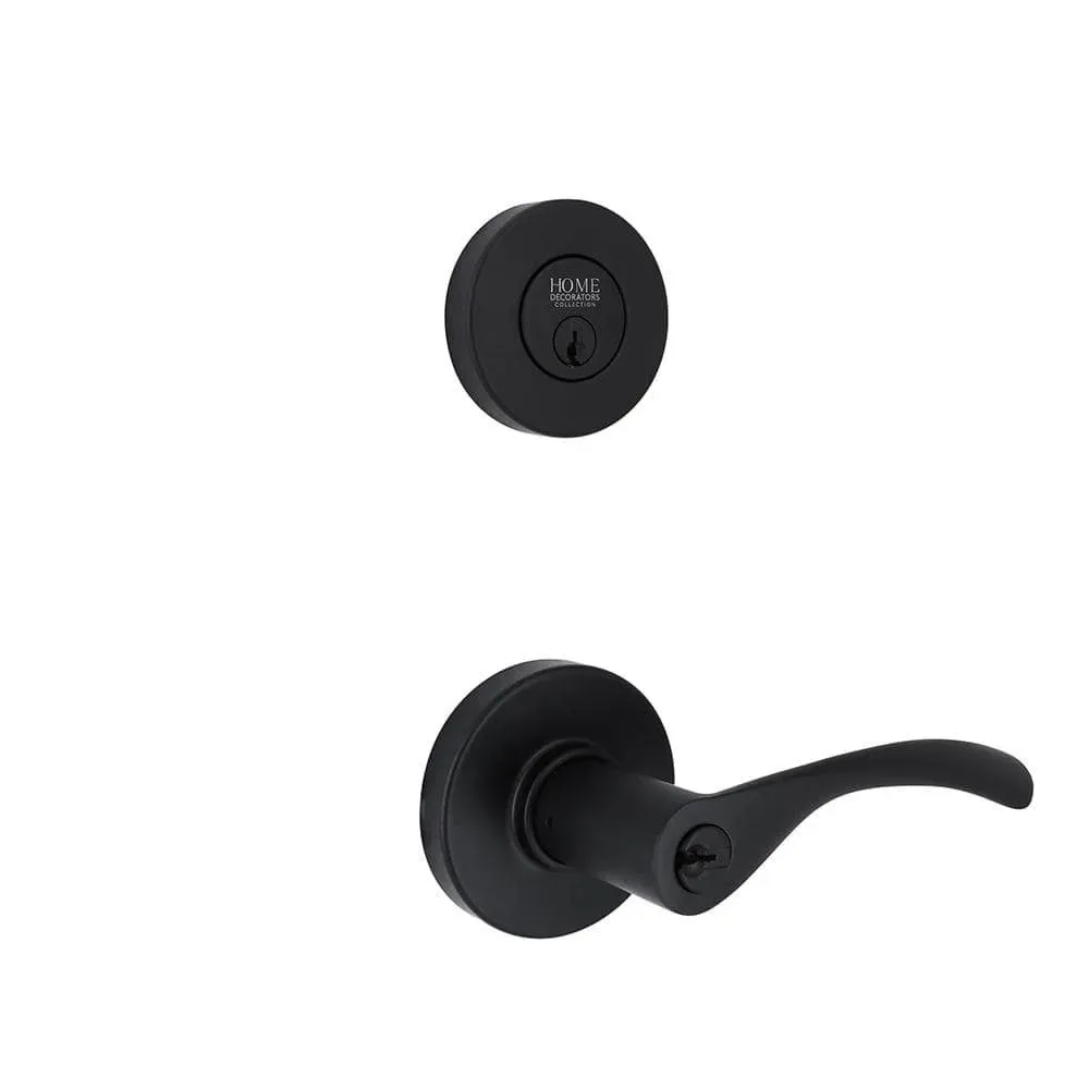 Home Decorators Collection Primrose Matte Black Single Cylinder Door Handle Combo Pack Featuring Dual Keyway - image 1