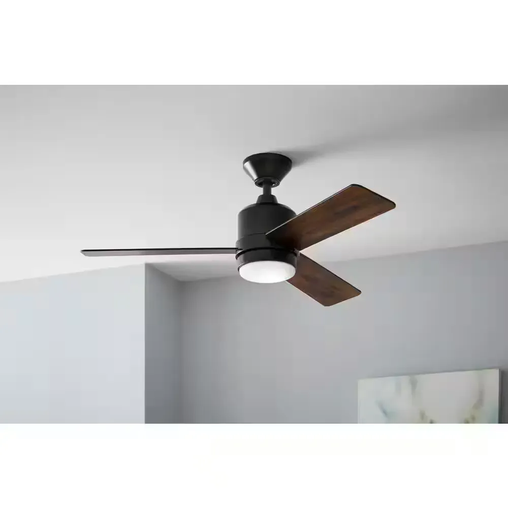 Castlegate 44 in. Indoor Integrated LED Matte Black Ceiling Fan with 3 Reversible Blades, Light Kit and Remote Control - image 1