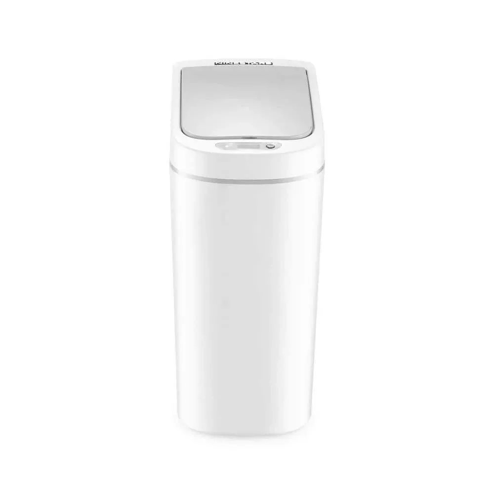 NINESTARS 1.9 Gal. White Slim Shape Motion Sensor Trash Can - image 1