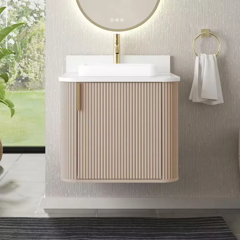 Miravaux 24 in. Single Sink Flaxen Beige Bath Vanity with Engineered White Top (Assembled) - image 1