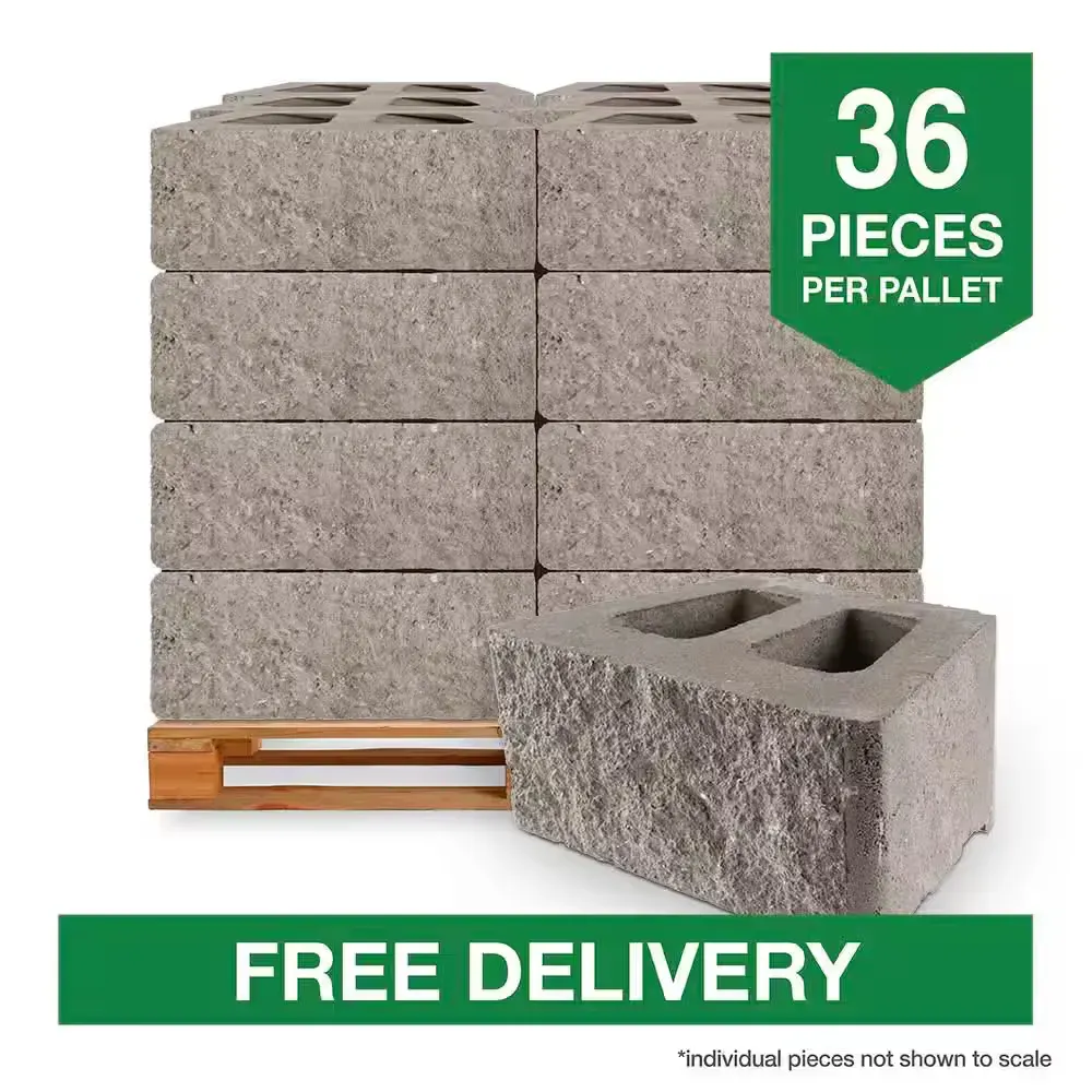 Regal Stone Pro 18 in. W x 12 in. L x 8 in. H Rock Face Pewter Blend Concrete Wall Block (36-Pieces/36 Face Ft/Plt) - image 1