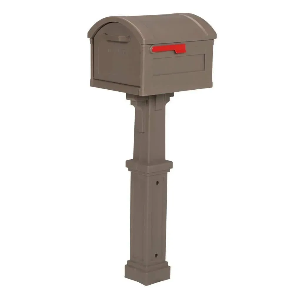 Architectural Mailboxes Grand Haven Mocha, Extra Large, Plastic, Mailbox and Post Combo - image 1