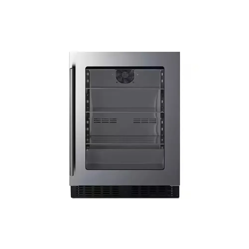 ***The glass in the middle is broken.***Shallow Depth 24 in. 33-Bottle Wine and 80-Can Beverage Cooler in Stainless Steel - image 1