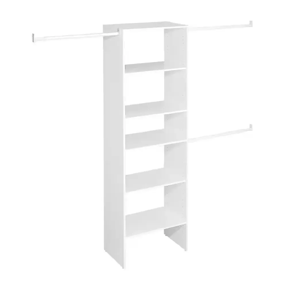 Selectives 60 in. W - 120 in. W White Reach-In Tower Wall Mount 6-Shelf Wood Closet System - image 1