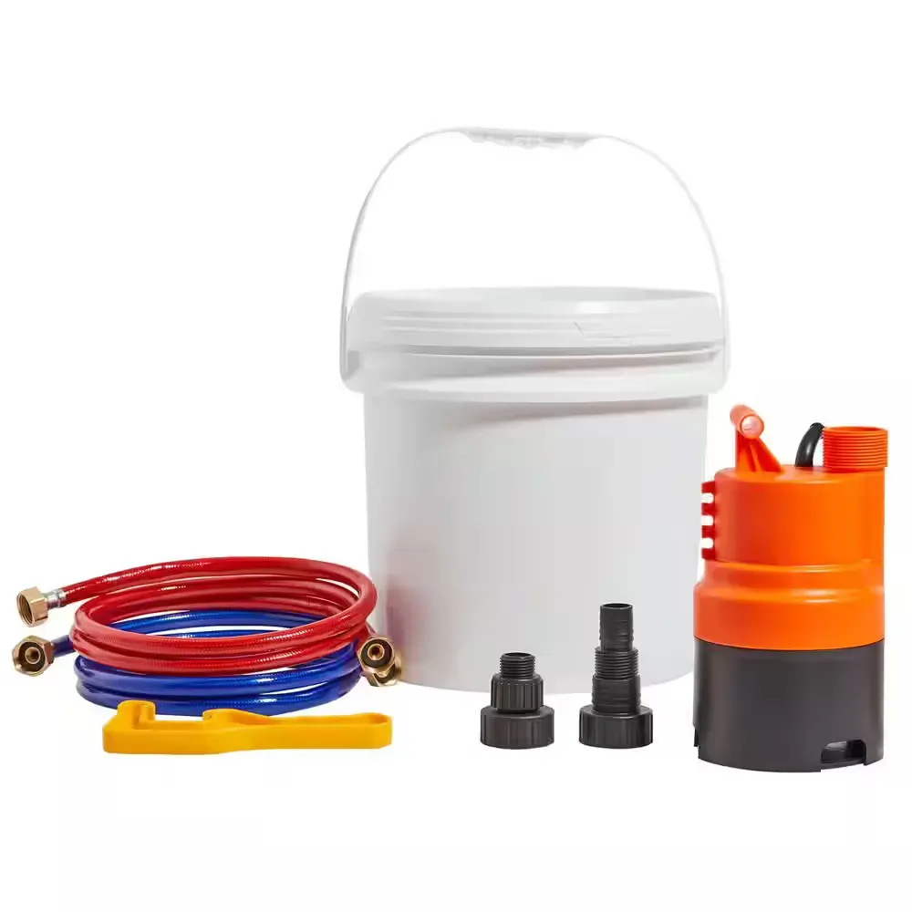 Tankless Water Heater Flushingvan Kit, Includes Efficient Pump & 3.7 Gal Pail & 2 Hoses, Wrench and Adapter, Quick Install - image 1