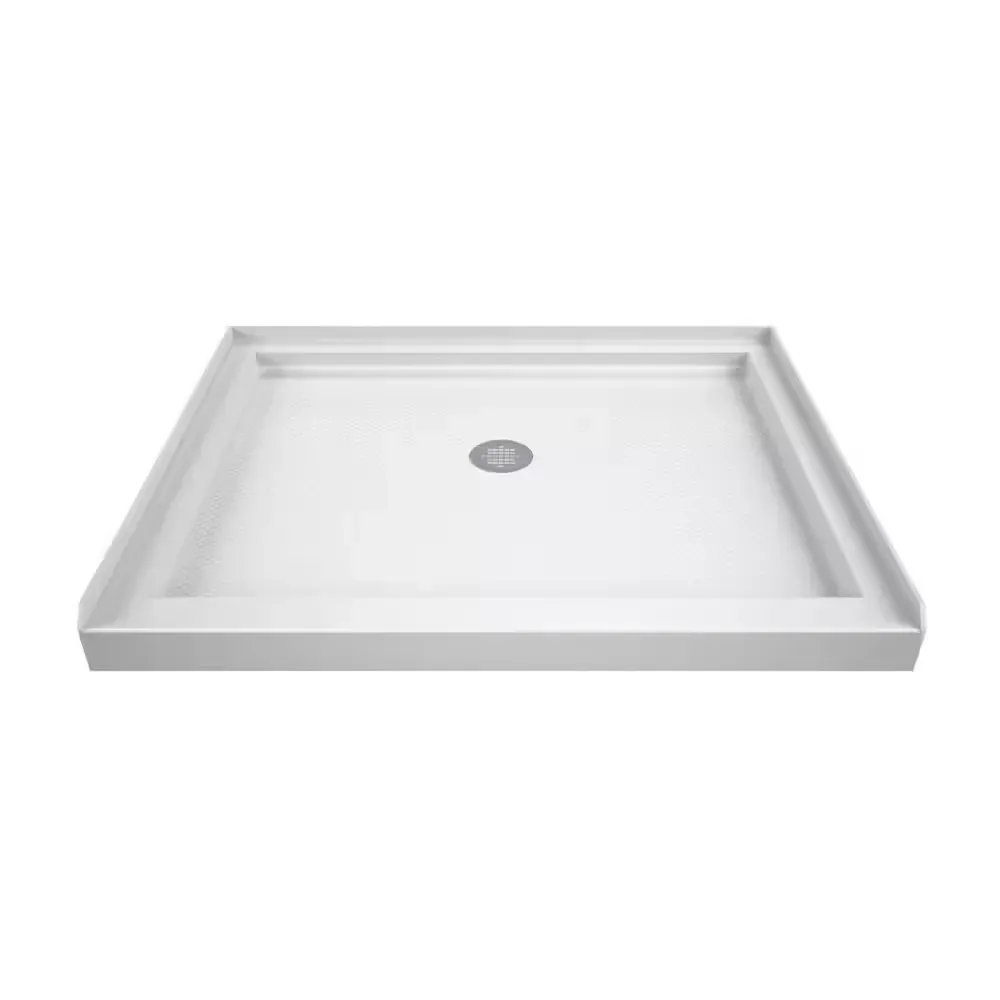 SlimLine 36 in. x 36 in. Single Threshold Alcove Shower Pan Base in White with Center Drain - image 1