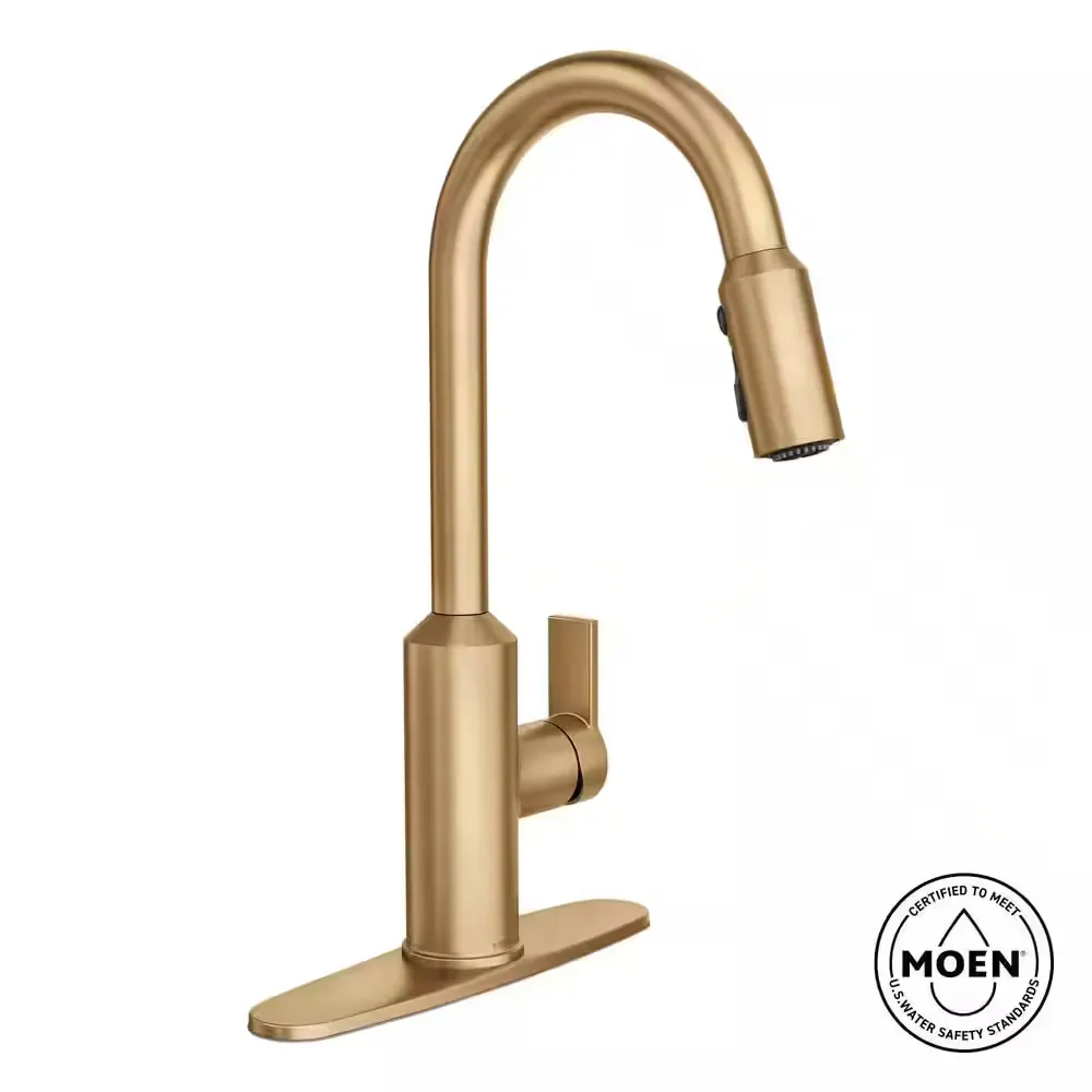 Meena Bronzed Gold 15.94 in. H Pull Down Sprayer Kitchen Faucet with 360 Degree Spout Swivel and Power Boost - image 1