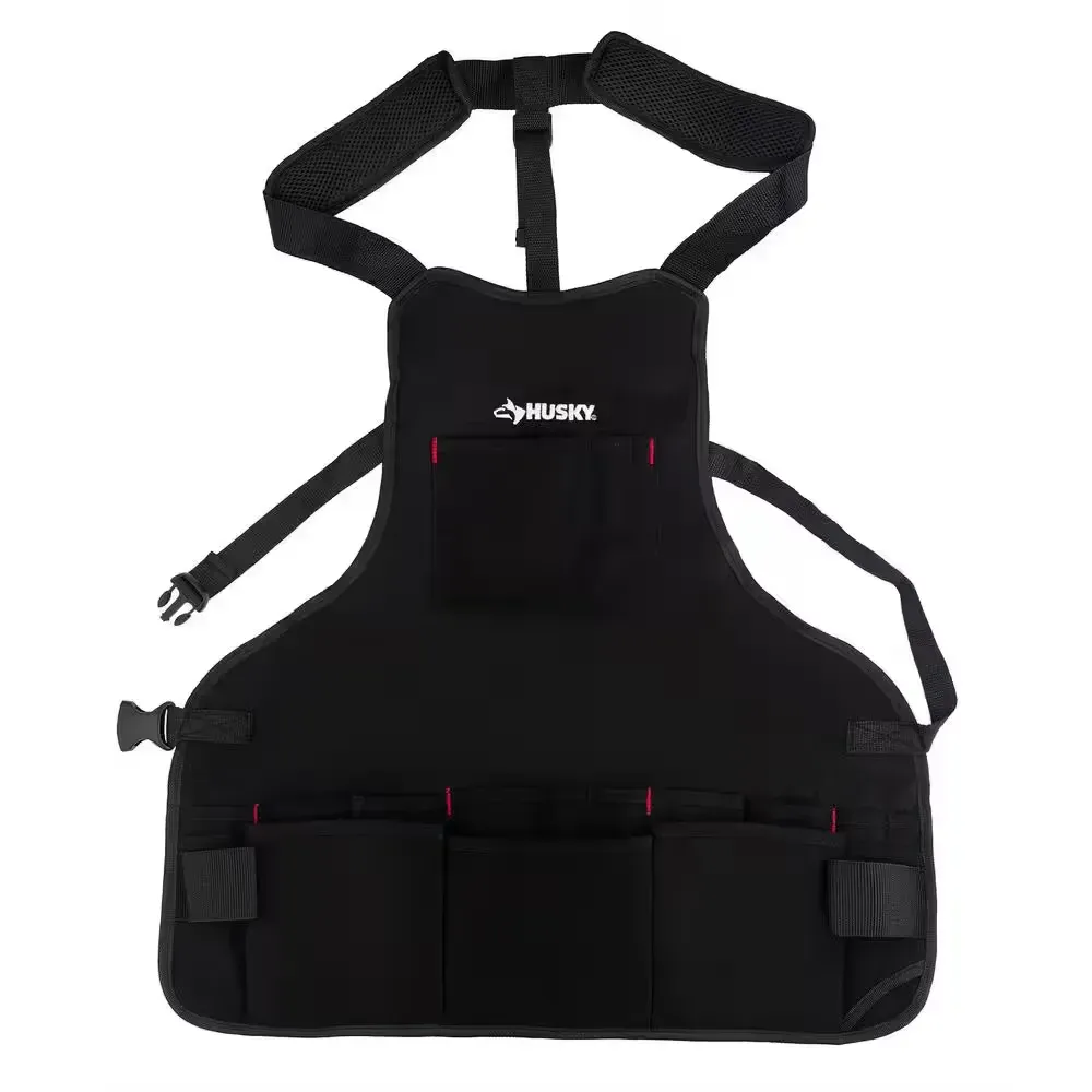 23 in. 16-Pocket Black Canvas Bib Tool Work Apron - image 1