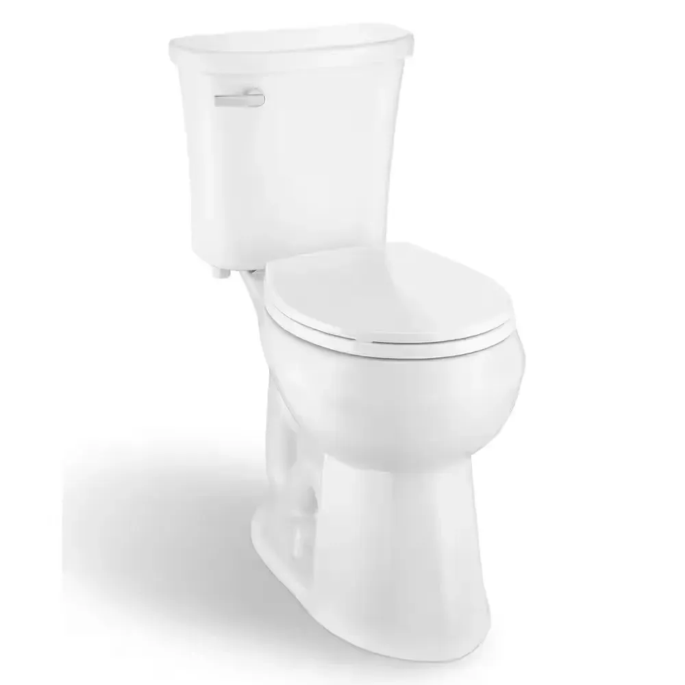 Power Flush 12 inch Rough In Two-Piece 1.28 GPF Single Flush Round Toilet in White Seat Included - image 1
