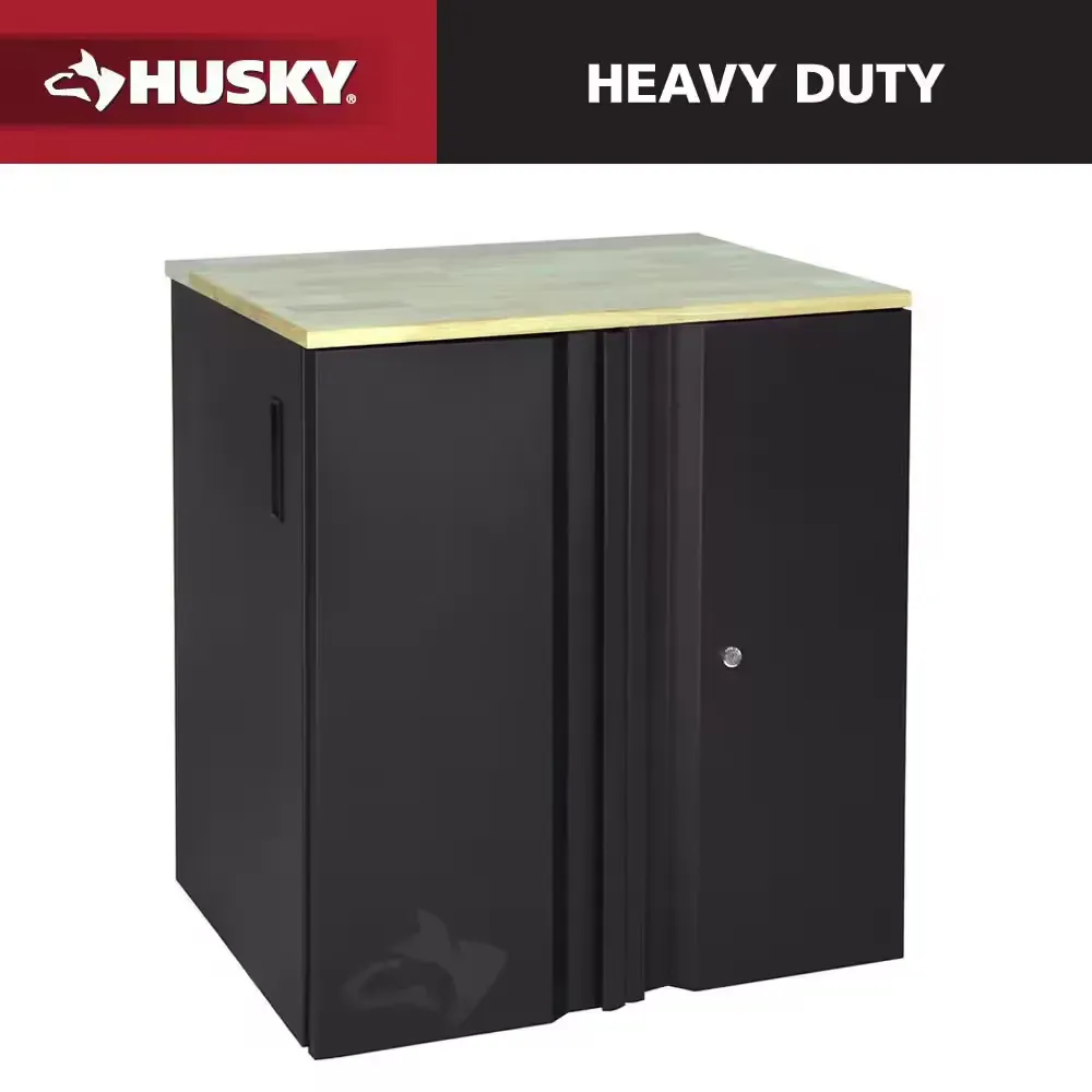 Heavy Duty  28 in. W x 32 in. H x 21.5 in. D  Welded 20-Gauge Steel 2-Door Garage Base Freestanding Cabinet in Black - image 1