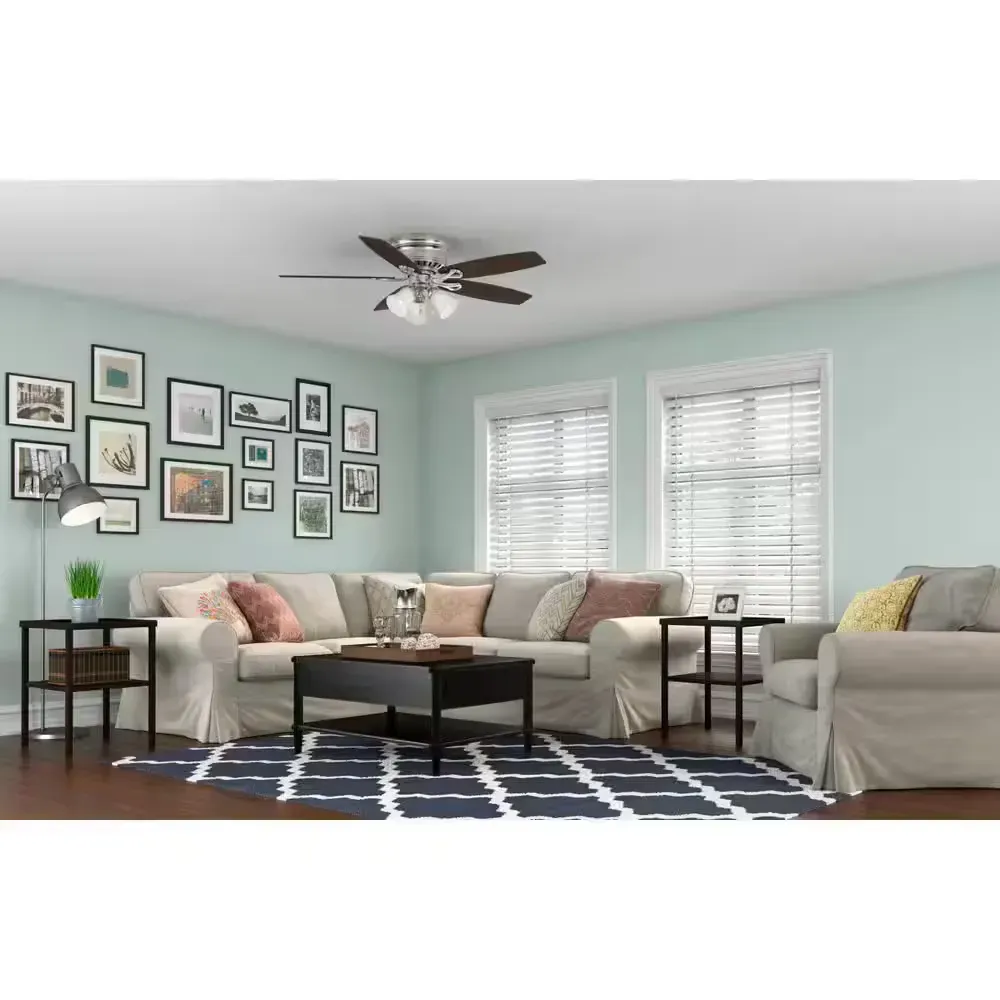 Oakhurst 52 in. LED Indoor Low Profile Brushed Nickel Ceiling Fan with Light Kit - image 1