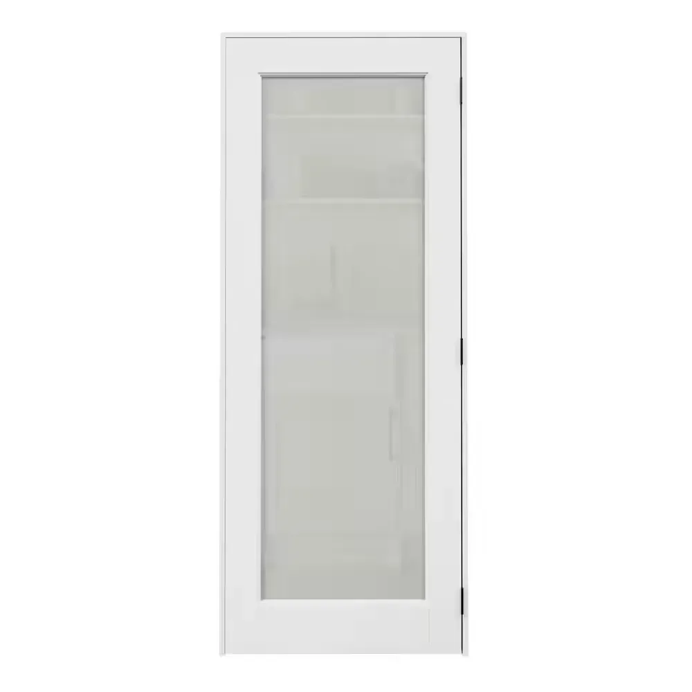 30 in. x 96 in. Left Handed 1-Lite Frosted Glass White MDF Assembly Required Door Kit w/Separate Jamb - image 1