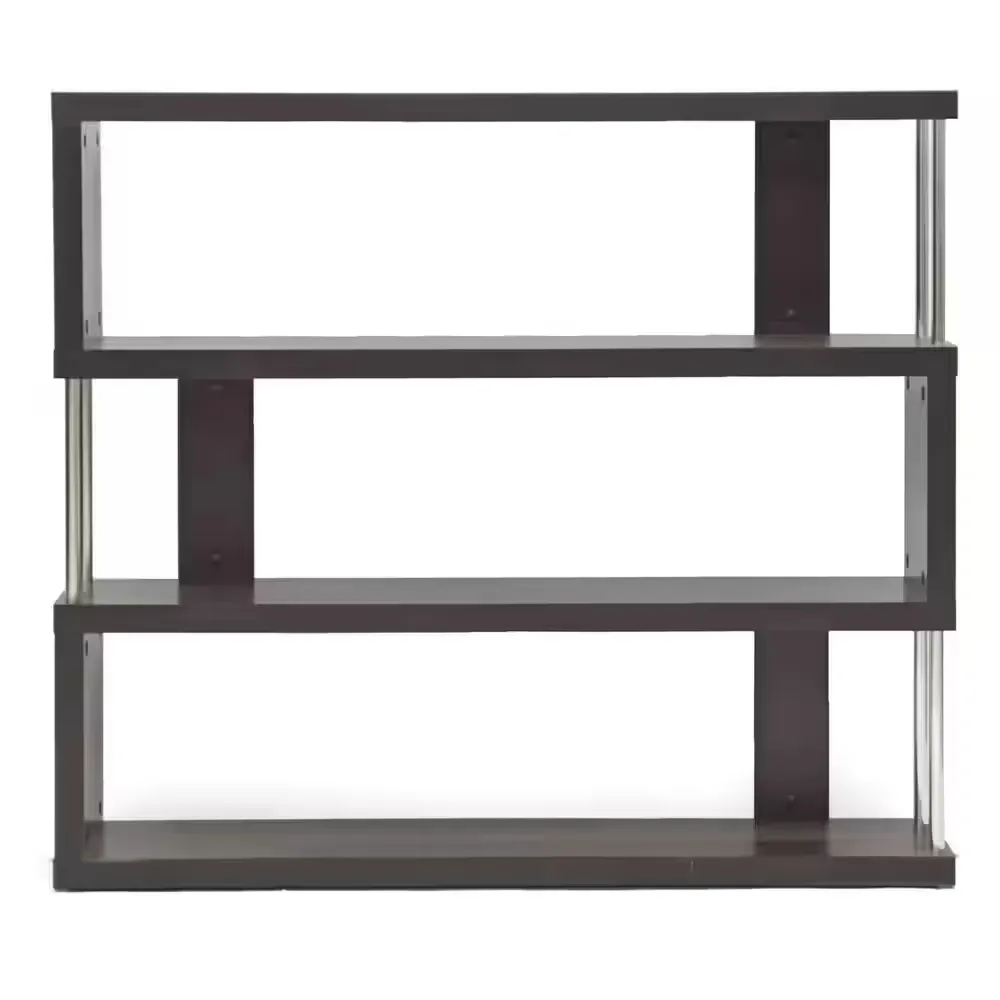 38.5 in. Dark Brown Wood 3-shelf Accent Bookcase with Open Back - image 1