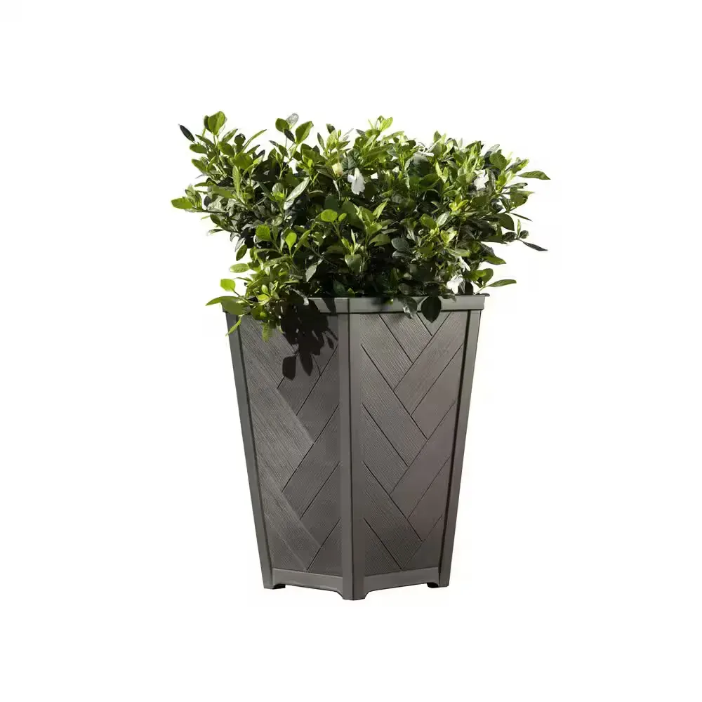 *** Pack of 3 *** Tesoro 14 in. L x 14 in. W x 22 in. H 51 qts. Black Indoor/Outdoor Resin Decorative Pot - image 1