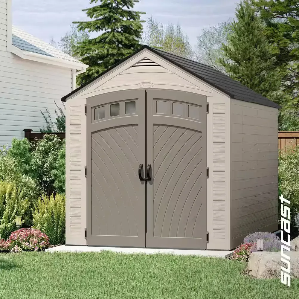 Vista 7 ft. W x 7 ft. D Plastic Resin Storage Shed with Floor (50 sq. ft.) in Colonnade (Beige) - image 1
