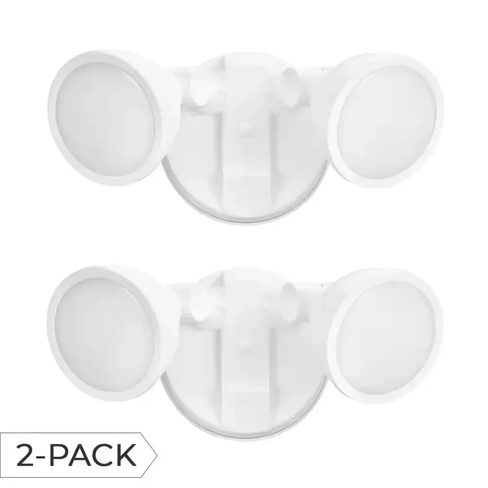 Globe Electric 100-Watt Equivalent 1200-Lumen Outdoor Exterior White Switch Activated 2-Head Integrated LED Security Flood Light (2-Pk) - image 1