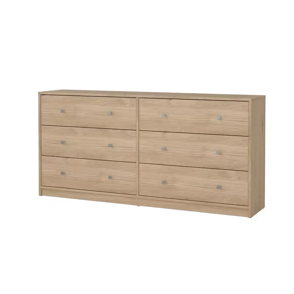 *** Gray *** Portland 6-Drawer Double Dresser in Oak 26.89 in. H x 56.34 in. W x 12.46 in. D  - image 1