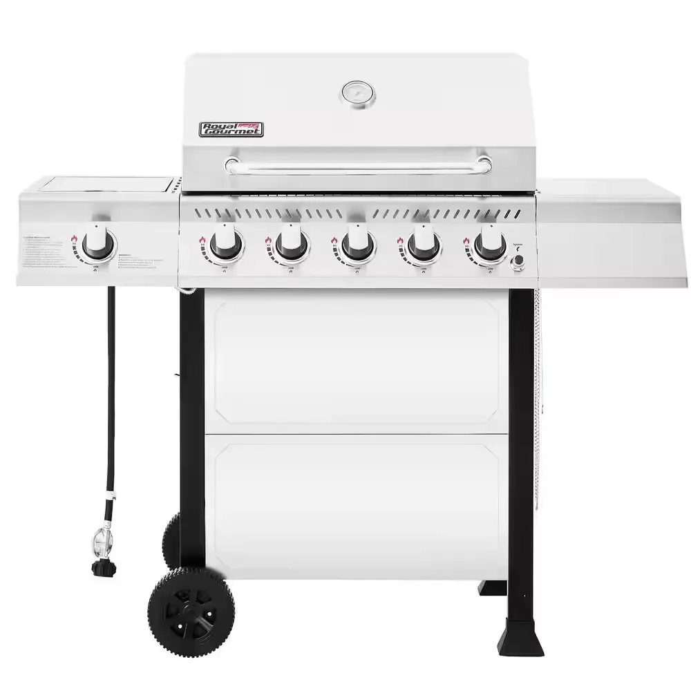 5-Burner BBQ Liquid Propane Gas Grill with Side Burner ,60,000 BTU Barbecue Grill with 632 sq. in. Cooking Area, Silver - image 1