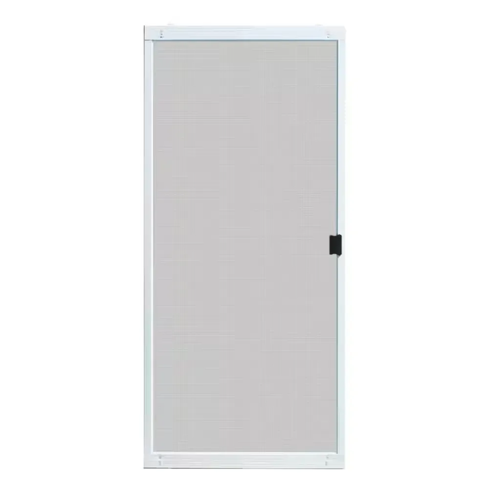 30 in. x 80 in. Adjustable Fit White Metal Steel Sliding Patio Screen Door - image 2