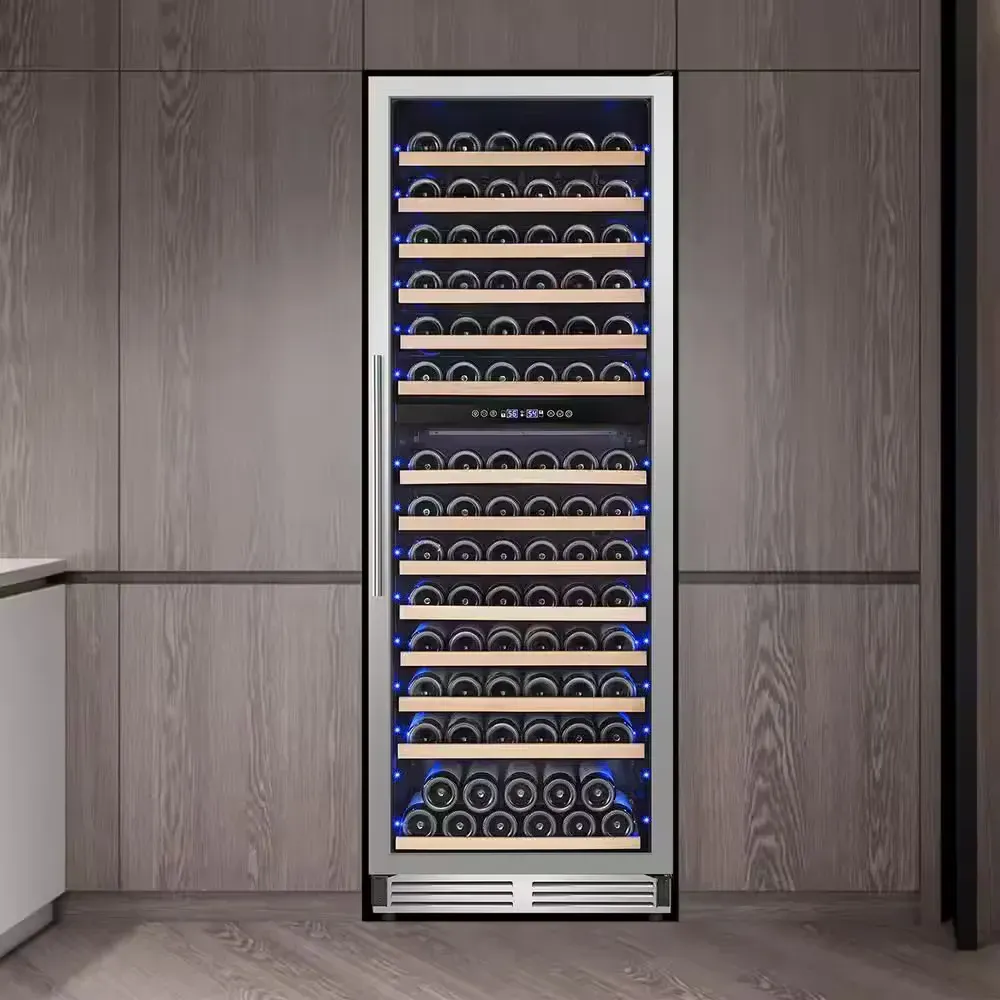 ***It's missing a little leg.***1 in Dual Zone Cellar Cooling Unit Wine Refrigerator in Silver 165Plus Bottles Wine Cooler with 2 Door Handles - image 1