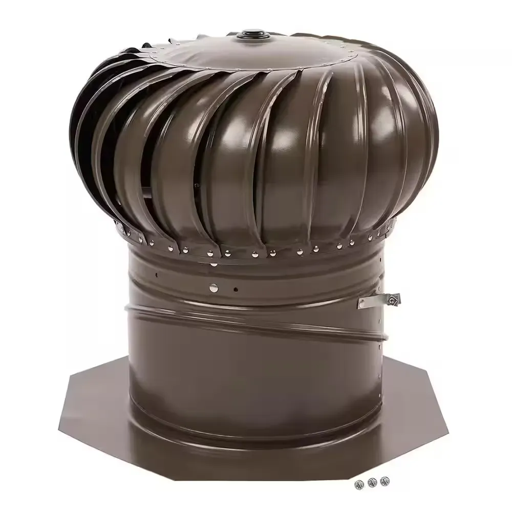 12 in. Weathered Wood Galvanized Steel Internally Braced Dual-Bearing Wind Roof Turbine - image 1