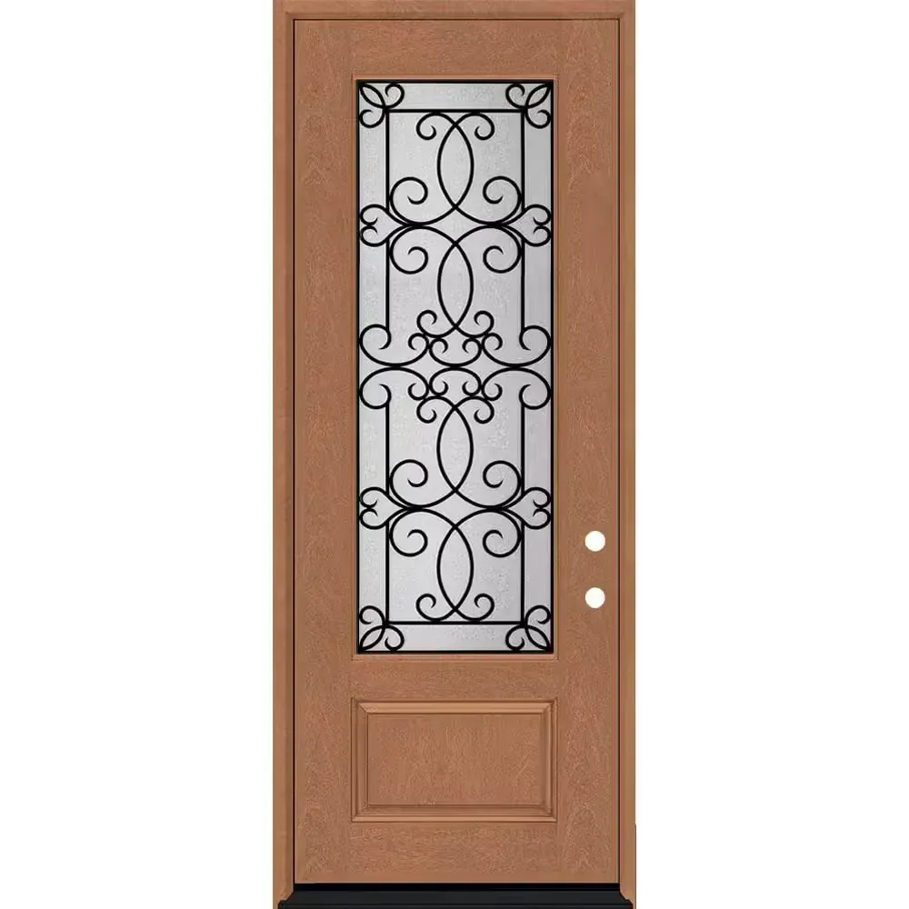 Regency 36 in. x 96 in. 3/4Lite Georgian Decorative Glass LHIS Autumn Wheat Mahogany Fiberglass Prehung Front Door - image 1