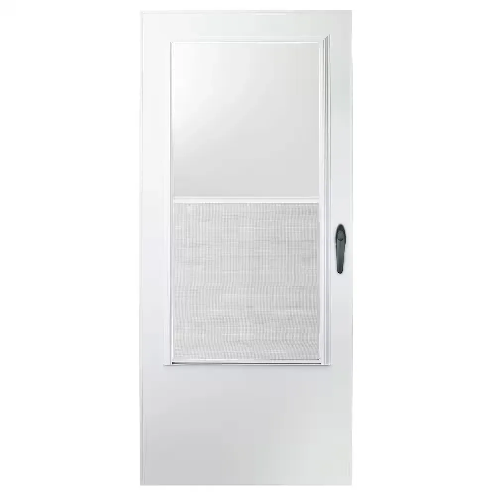 32 in. x 78 in. White Universal 3/4-Light Vinyl Storm Door with Black Hardware - image 1