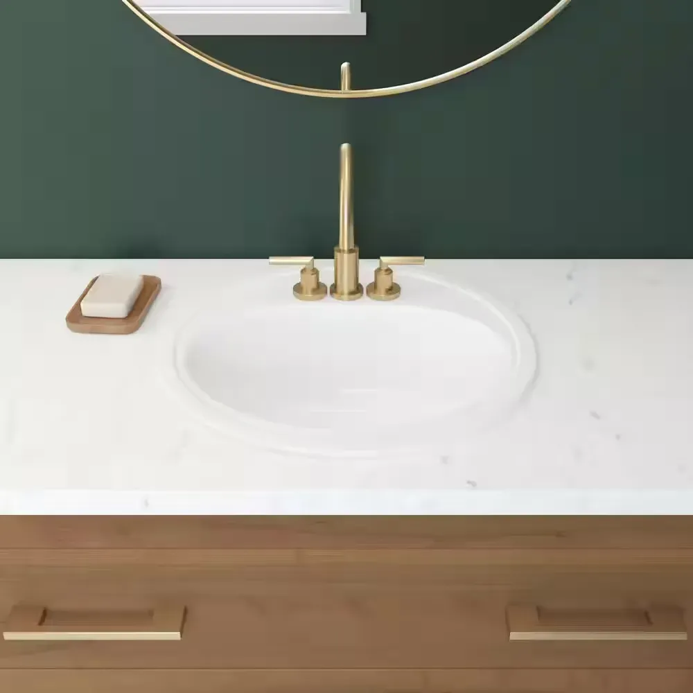 Laurel Round Drop-In Bathroom Sink in White - image 1