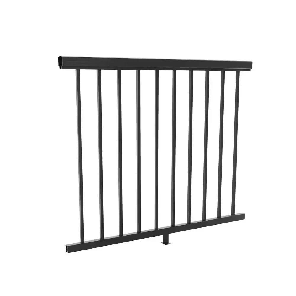 *** pack of 9 ***42 in H x 4 ft. W Matte Black Aluminum Deck Railing Pre-Assembled Panel for 42 in. High System - image 1