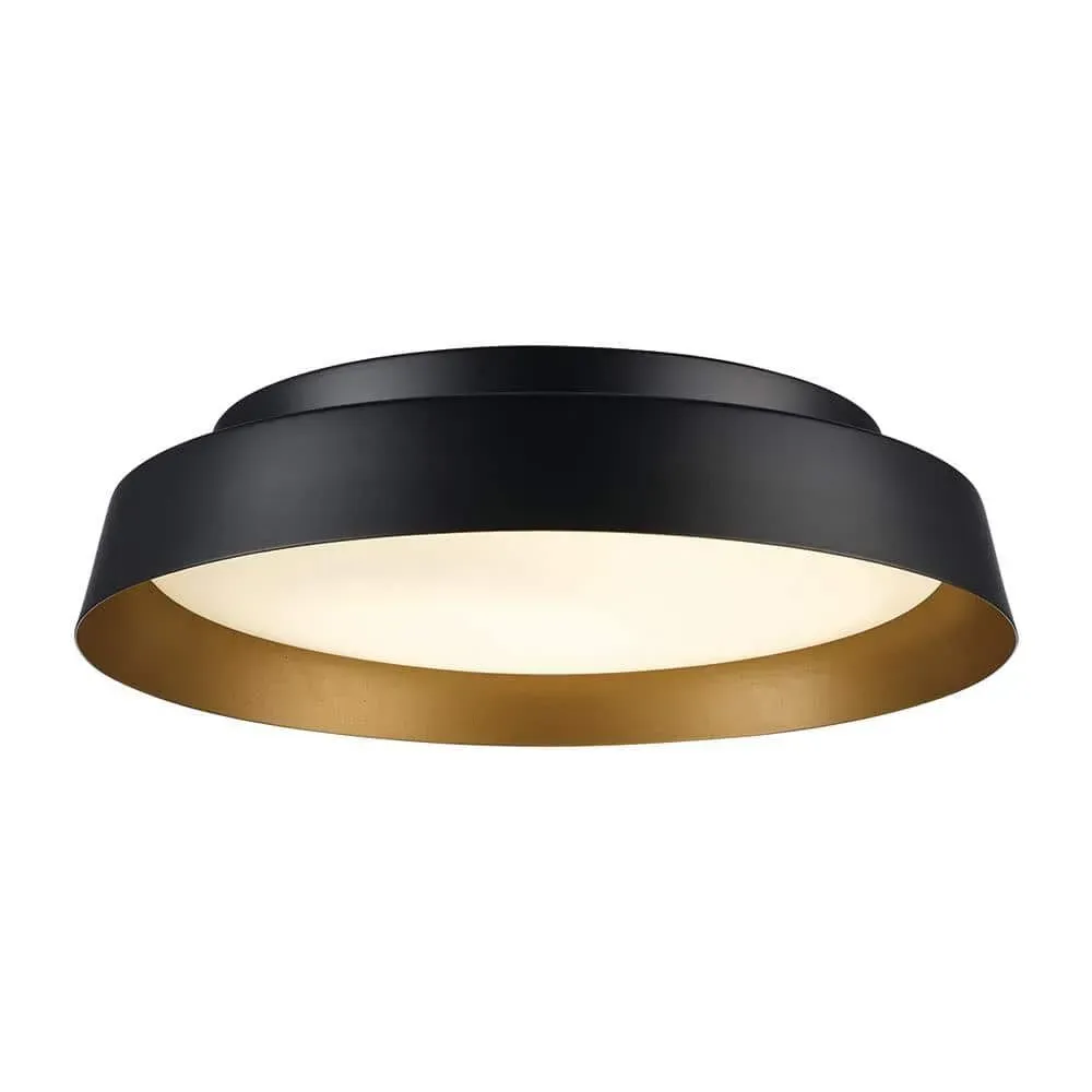 Monteaux Lighting 13 in. Black and Gold Integrated LED Flush Mount Ceiling Light with Frosted Glass - image 1