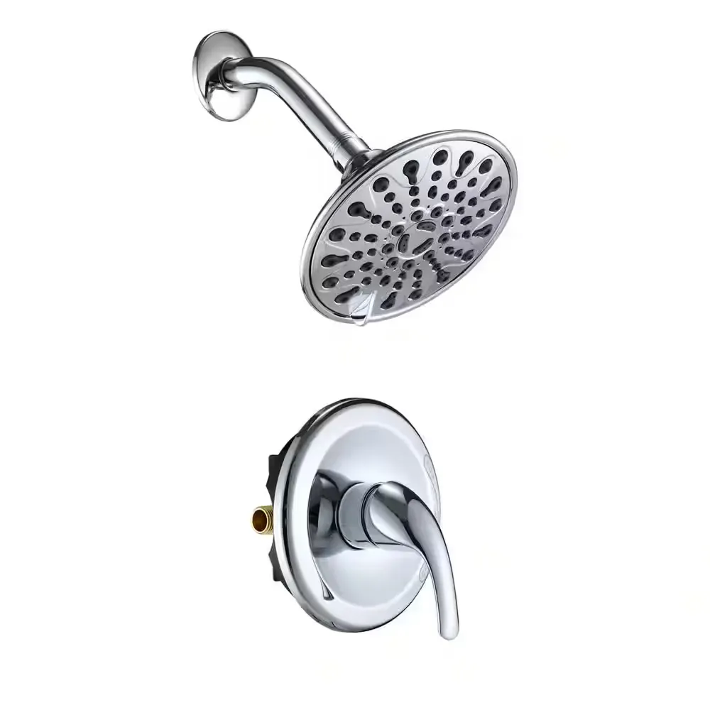 Single Handle 5-Spray Round Rain Shower Faucet in Chrome Valve Included - image 1