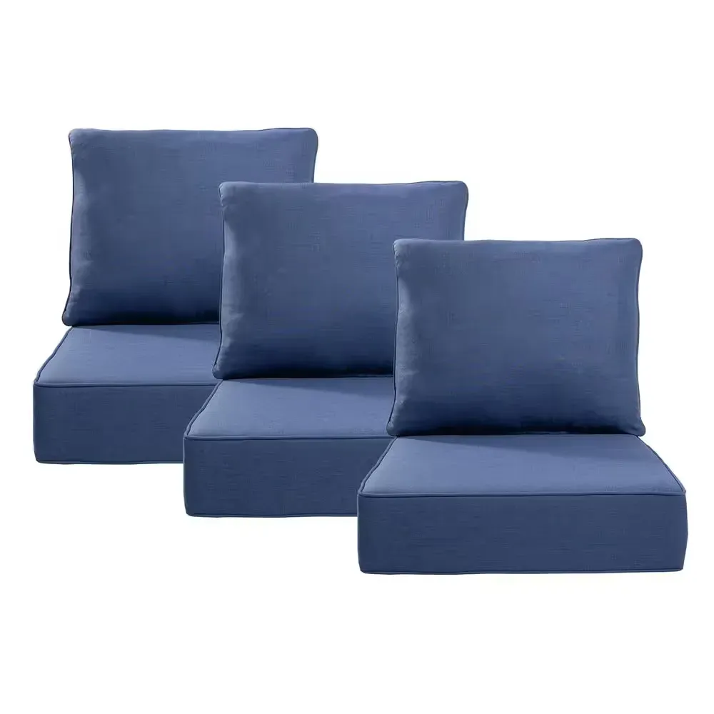 24 in. x 24 in. x 6 in. 6-Piece CushionGuard Outdoor Thicken Sofa Deep Seat Replacement Cushion Set in Blue - image 1