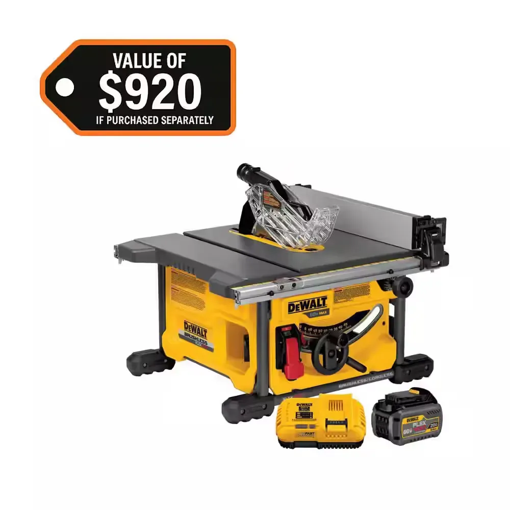 FLEXVOLT 60V MAX Cordless Brushless 8-1/4 in. Table Saw Kit with (1) FLEXVOLT 6.0Ah Battery - image 1