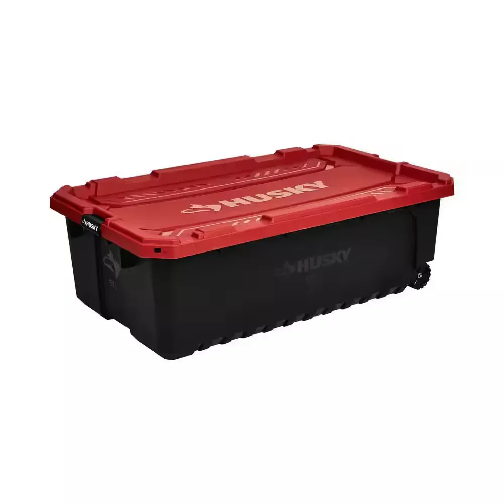 57 Gal. Pro Grip Storage Tote with Wheels in Black  - image 1