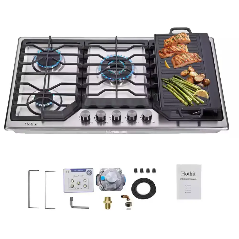 Hothit 5-Burner Built-in Gas Cooktop with Griddle - image 1
