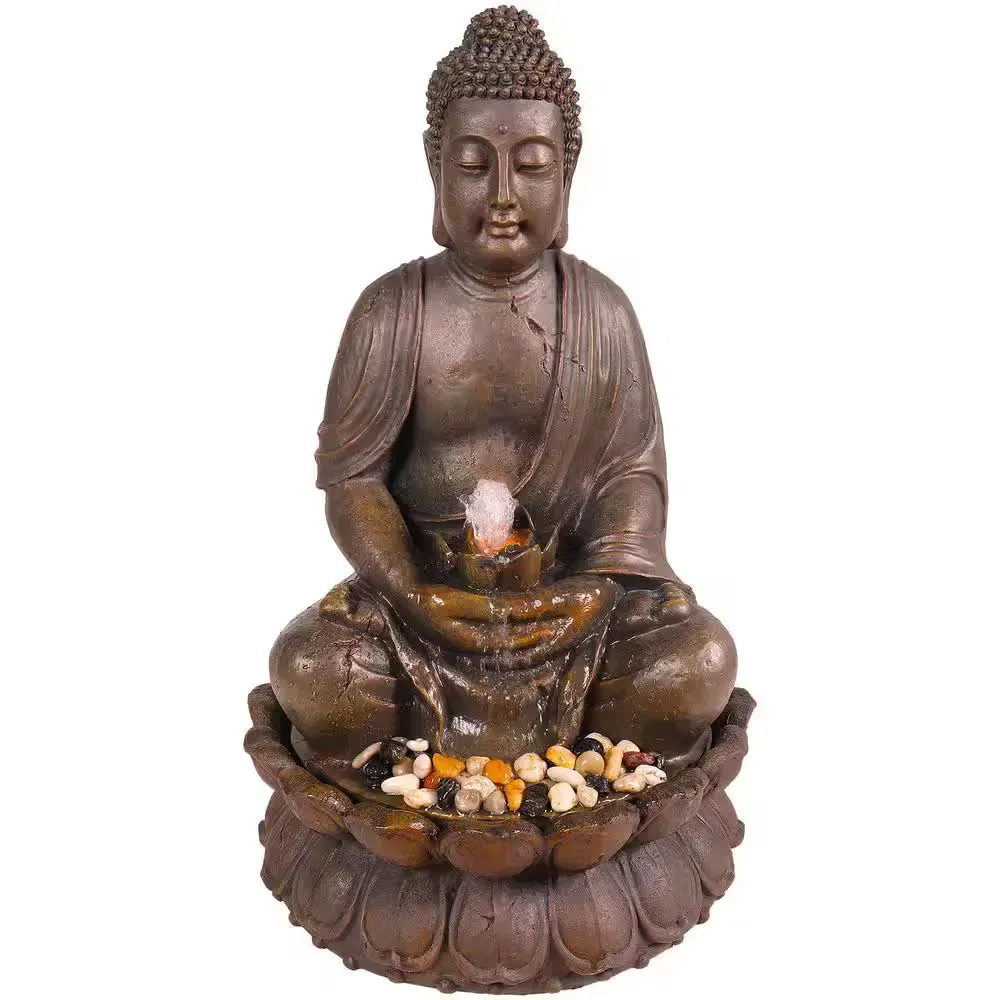 33 in. Tall Indoor/Outdoor Meditating Buddha Water Fountain, Bronze - image 1