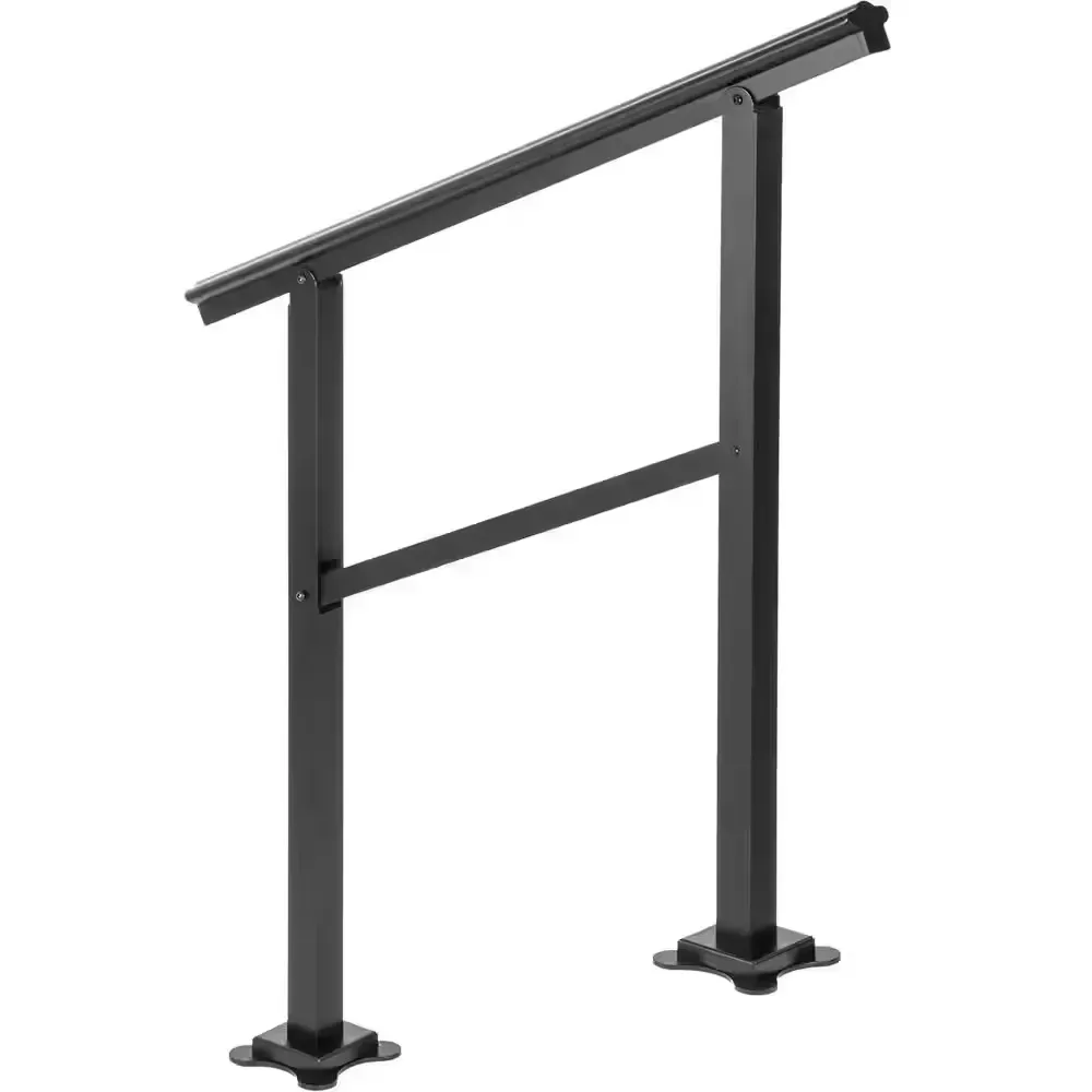Outdoor Stair Handrail 165 lbs. Load, 36 in. x 35 in. Black, Aluminum, Adjustable 0-30° for 2-3 Steps, Stair Railing Kit - image 1