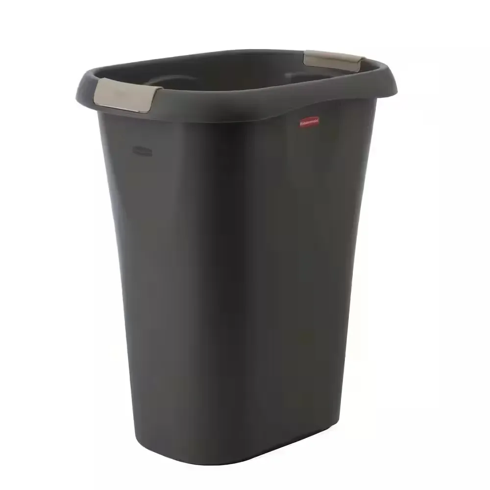 8 Gal. Black Rectangular Trash Can with LinerLock - image 1