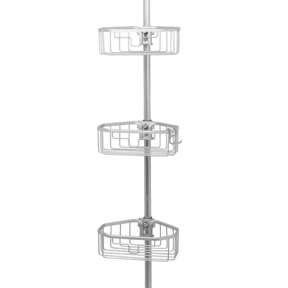 Tension Pole Corner Rust Resistant Shower Caddy in Satin Chrome - image 1