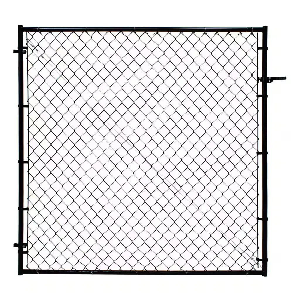 24-72 in. W x 70 in. H Expandable Square Corner Black Powder Coated Galvanized Steel Gate Frame for Chain Link Fence Kit - image 1