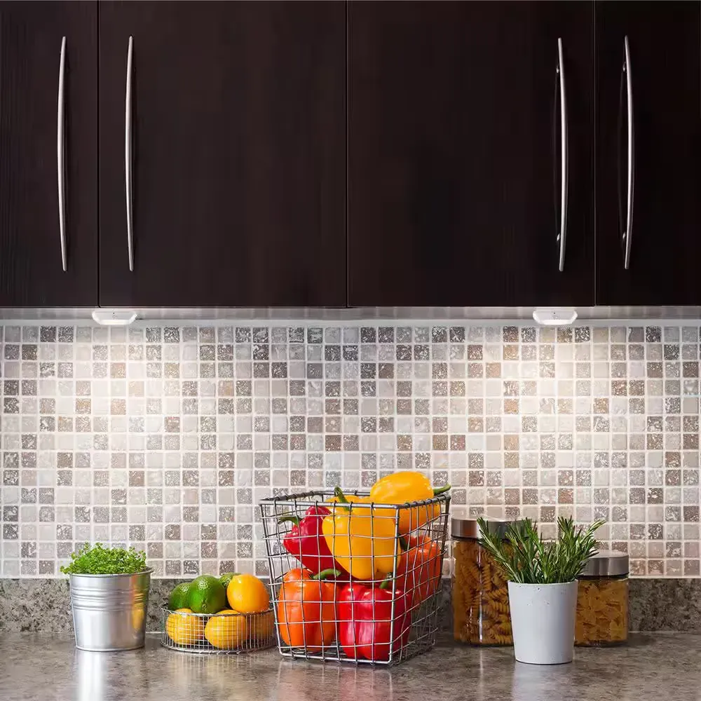 3 in. Square White Integrated LED Battery Operated Puck Light with Motion Sensor (3-Pack) - image 1